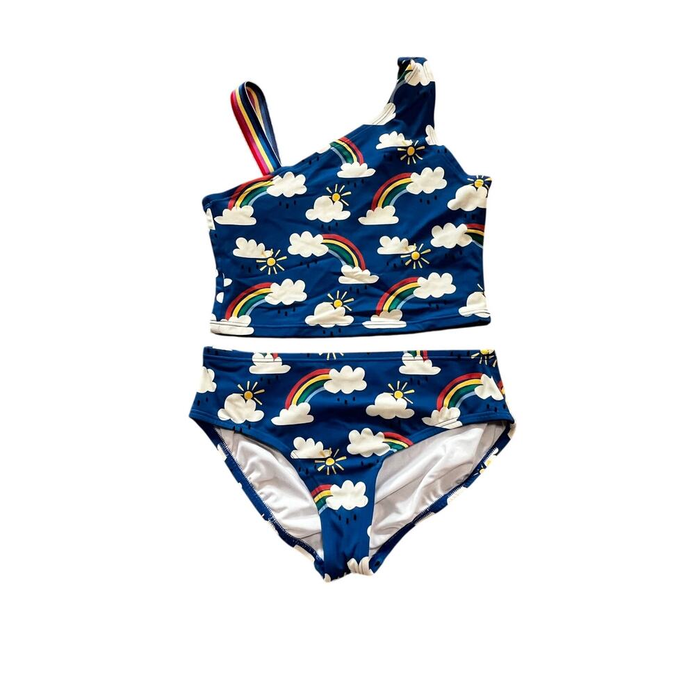 Hanna Andersson Kids Rainbow One Shoulder Two Piece Swimsuit Size 12 / 150cm
